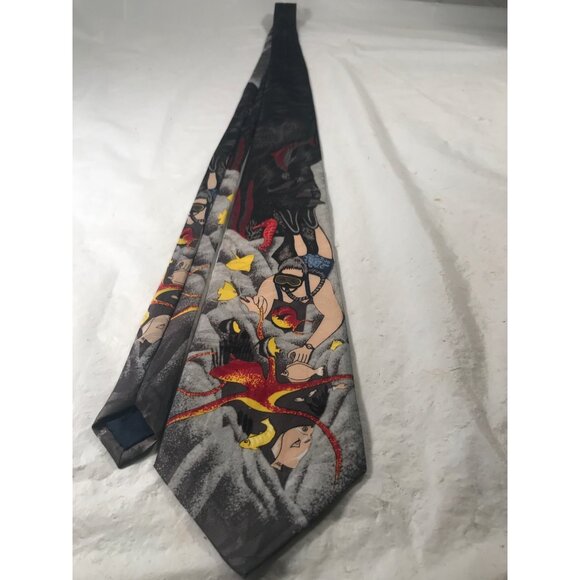 Vintage Marbella Men’s Black Silk Scuba Diver Neck Tie - Picture 5 of 6